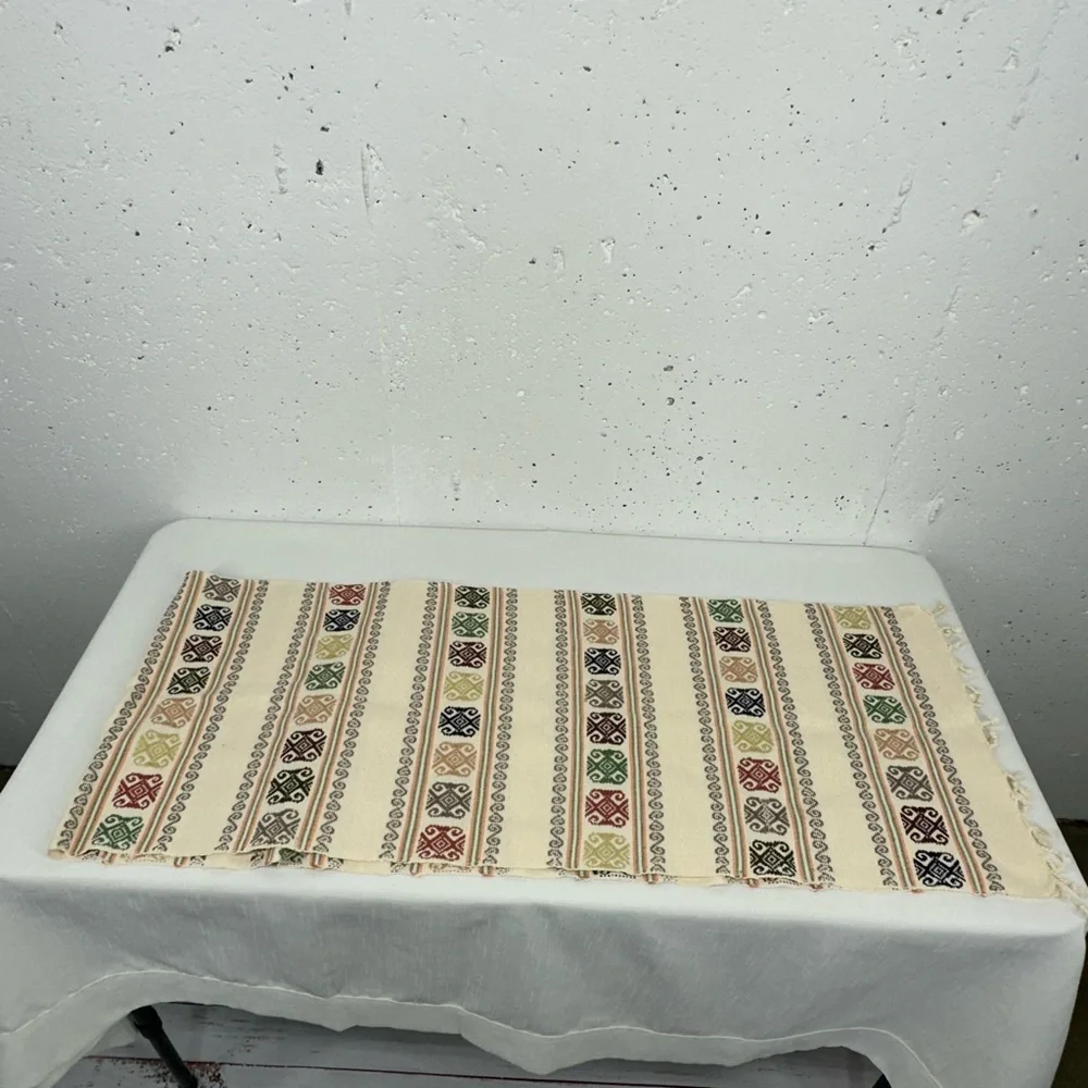 Mexican Southwest Backstrap Loom Table Runner 74 x 14.2”